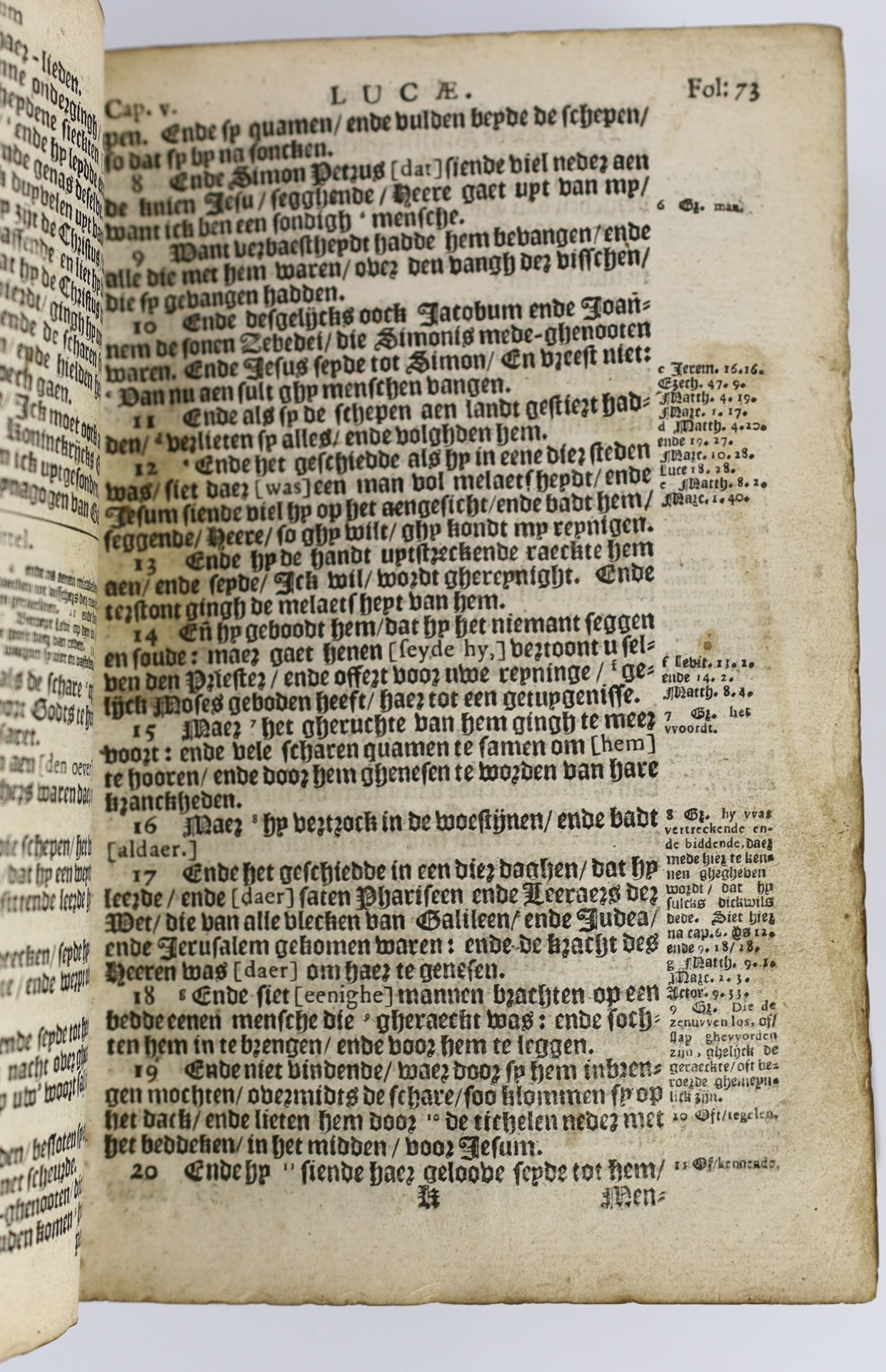 New Testament - The New Testament in Dutch, lacking title, 8vo, rebound contemporary Dutch black shagreen, bound with De CL Psalmen des propheten Davids….Paulus Aertsz van Ravensteyn, Leiden, 1646 together with The Book